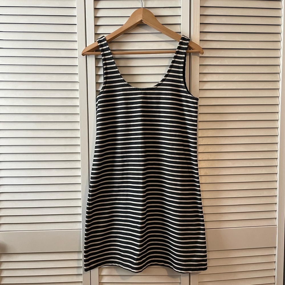 Madewell Black and White Striped Mini Tank Dress